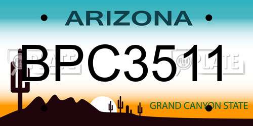 BPC3511 Arizona License Plate