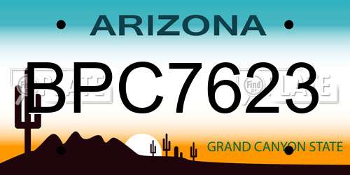 BPC7623 Arizona License Plate