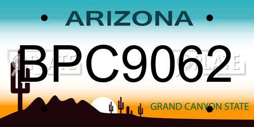 BPC9062 Arizona License Plate