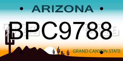 BPC9788 Arizona License Plate
