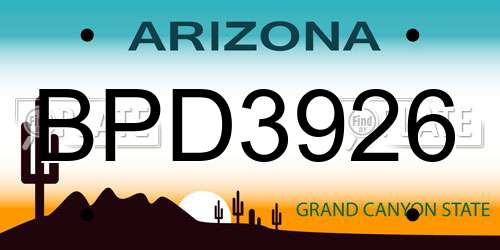 BPD3926 Arizona License Plate