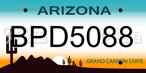 BPD5088 Arizona License Plate