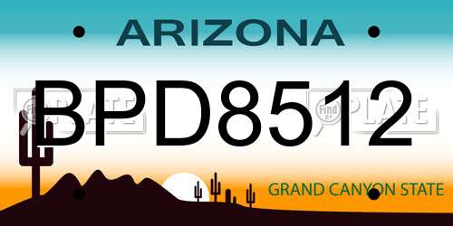 BPD8512 Arizona License Plate