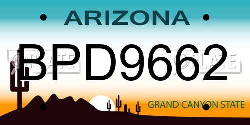 BPD9662 Arizona License Plate