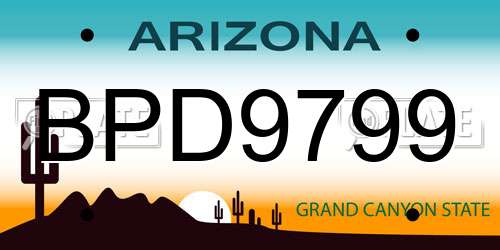 BPD9799 Arizona License Plate