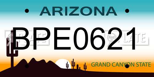 BPE0621 Arizona License Plate