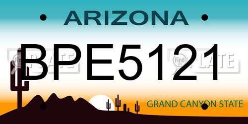 BPE5121 Arizona License Plate