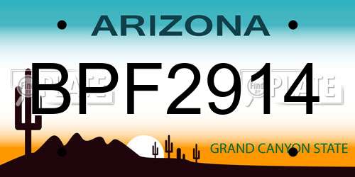 BPF2914 Arizona License Plate