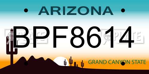 BPF8614 Arizona License Plate