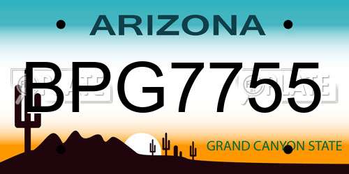 BPG7755 Arizona License Plate