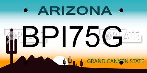 BPI75G Arizona License Plate