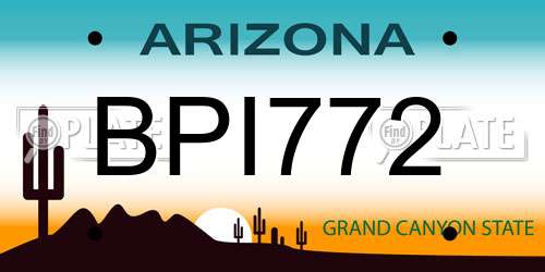 BPI772 Arizona License Plate