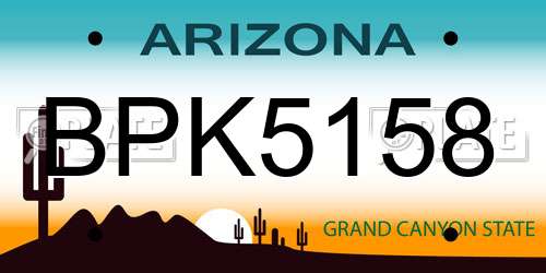 BPK5158 Arizona License Plate