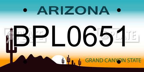 BPL0651 Arizona License Plate