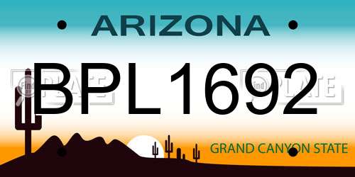 BPL1692 Arizona License Plate