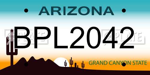 BPL2042 Arizona License Plate