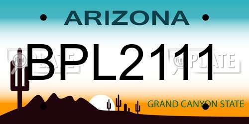 BPL2111 Arizona License Plate