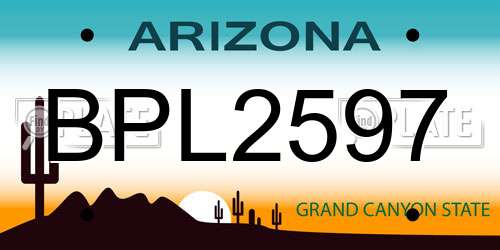 BPL2597 Arizona License Plate