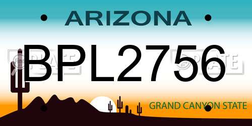 BPL2756 Arizona License Plate