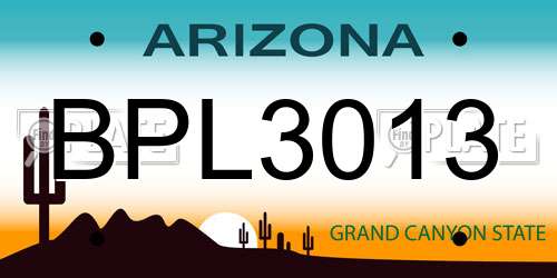 BPL3013 Arizona License Plate