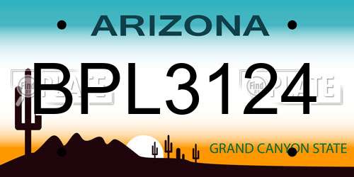 BPL3124 Arizona License Plate