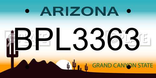 BPL3363 Arizona License Plate