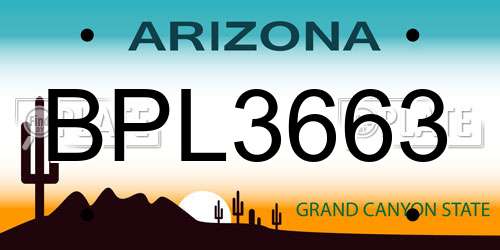 BPL3663 Arizona License Plate