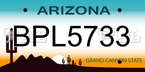 BPL5733 Arizona License Plate