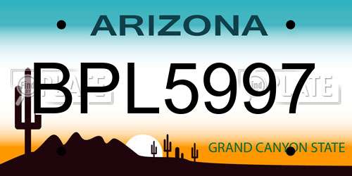 BPL5997 Arizona License Plate
