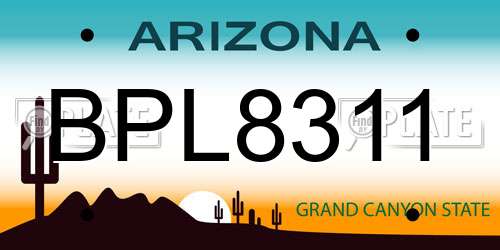BPL8311 Arizona License Plate