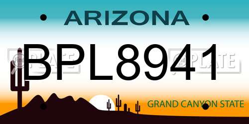 BPL8941 Arizona License Plate