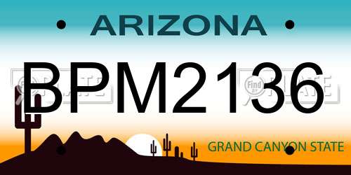 BPM2136 Arizona License Plate
