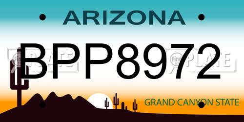 BPP8972 Arizona License Plate