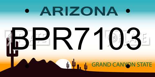BPR7103 Arizona License Plate