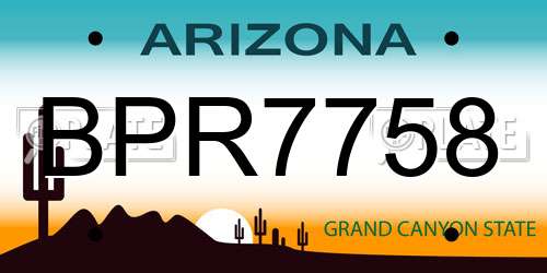 BPR7758 Arizona License Plate