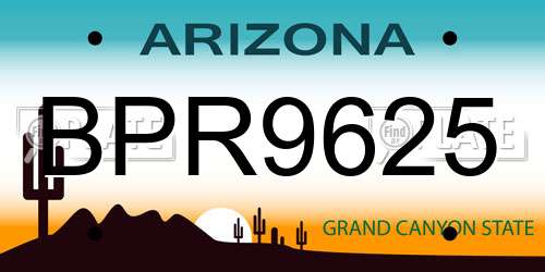BPR9625 Arizona License Plate