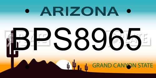 BPS8965 Arizona License Plate