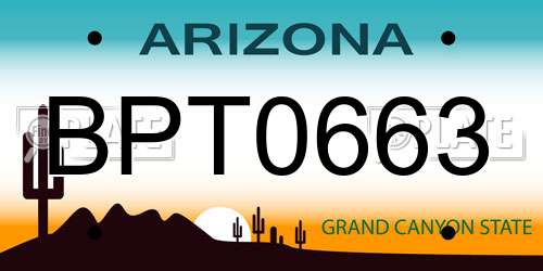 BPT0663 Arizona License Plate