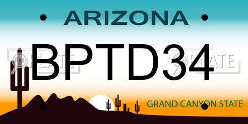 BPTD34 Arizona License Plate