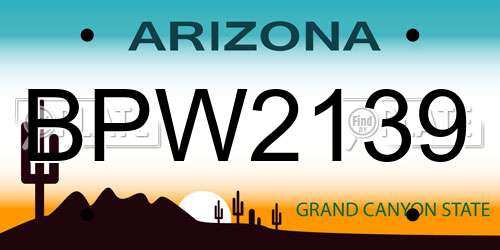 BPW2139 Arizona License Plate