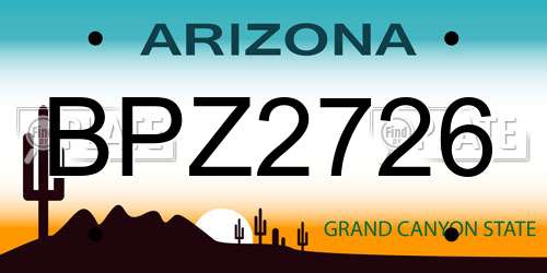 BPZ2726 Arizona License Plate