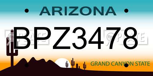 BPZ3478 Arizona License Plate