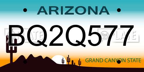 BQ2Q577 Arizona License Plate