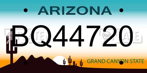 BQ44720 Arizona License Plate