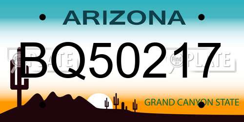 BQ50217 Arizona License Plate