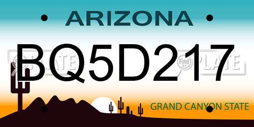 BQ5D217 Arizona License Plate