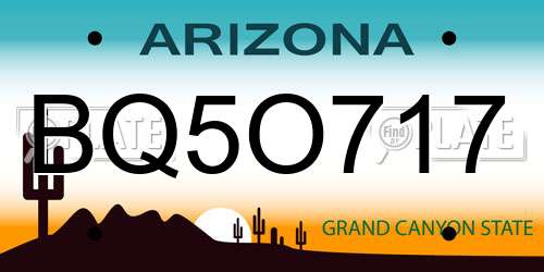BQ5O717 Arizona License Plate