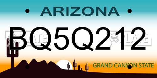 BQ5Q212 Arizona License Plate