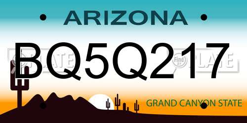 BQ5Q217 Arizona License Plate