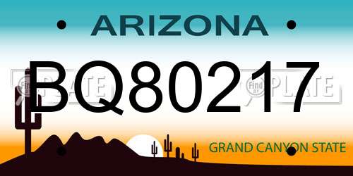 BQ80217 Arizona License Plate